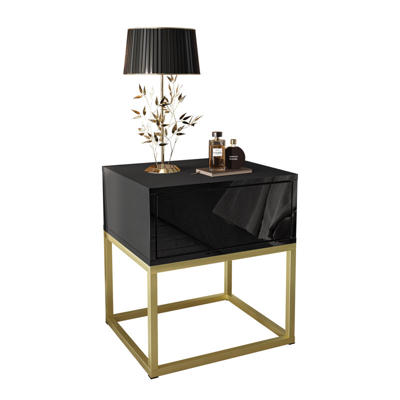 Weirton 45cm W Steel Bedside Table, Black