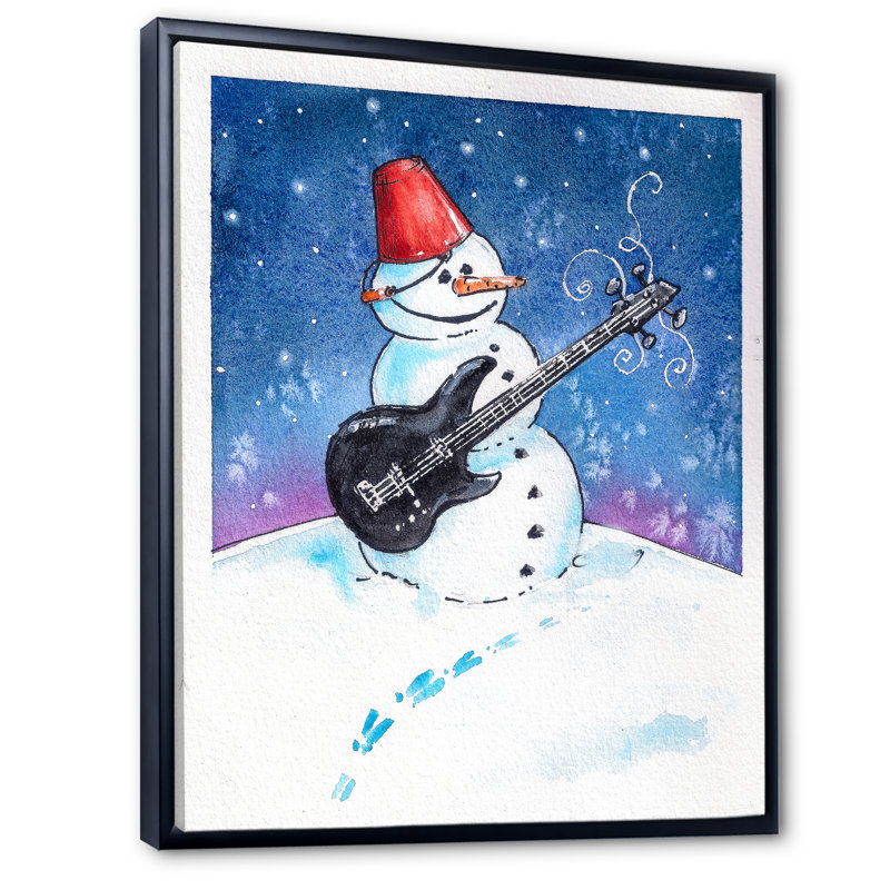 «Christmas Snowman jouant de la guitare II», reproduction d'art sur toile, H 40 po x l 30 po x P 1,5 po