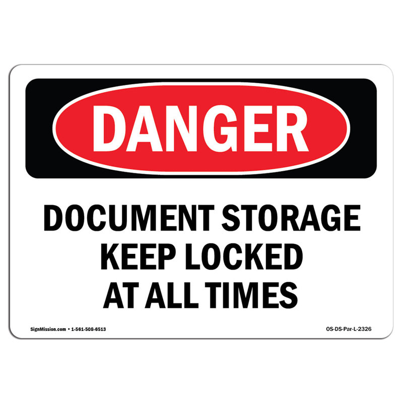 OSHA Danger Sign, 18" H x 24" W x 0.1" D