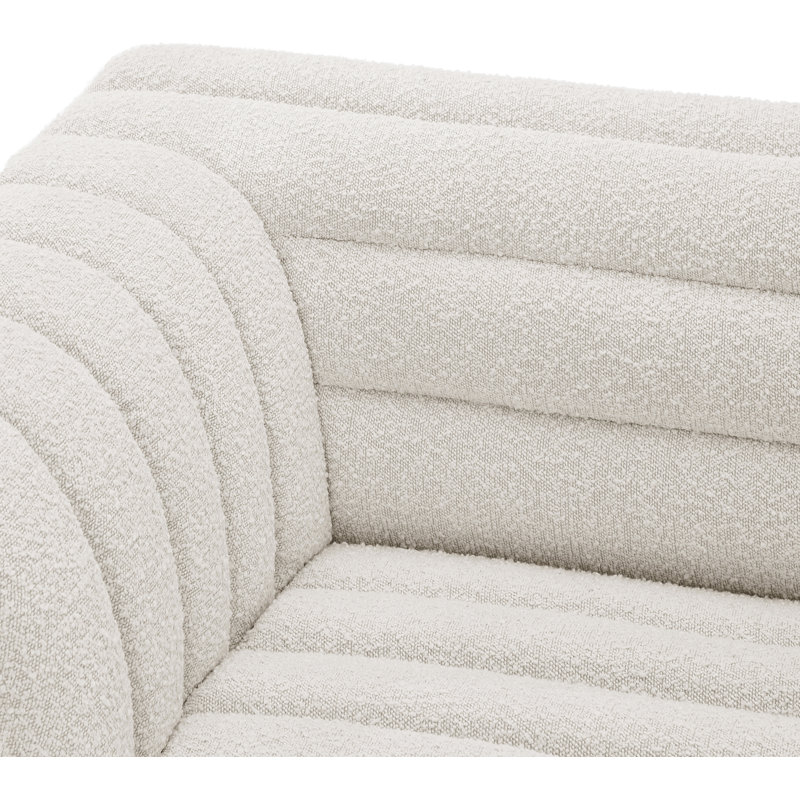 Canapé modulaire rembourré 148 po Iyon, Tissu crème bouclé