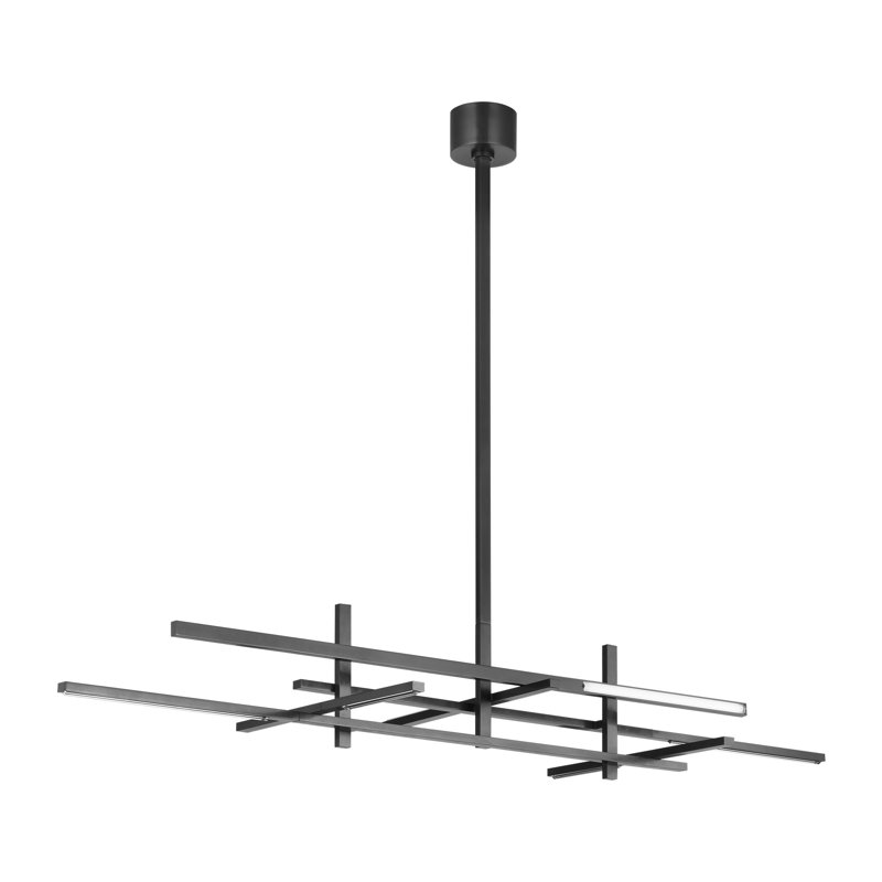 Sean Lavin Cityscape 6-light Stacked X-Large Linear Chandelier in Bronze with Crystal shade, Bronze
