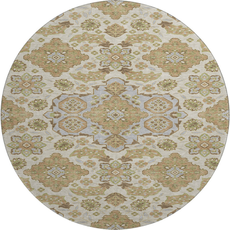 Premium Machine Washable Xamiera AMF1853 Global Rug, Round 8'