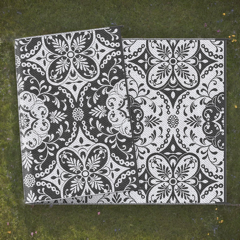 Reversible Waterproof Outdoor Rug - Portable RV Camping Mat With Carry Bag
