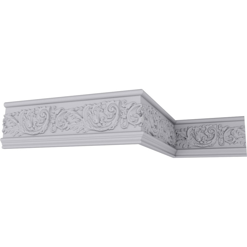 Primed Geometric Urethane Crown Moulding Sample, 12" Length