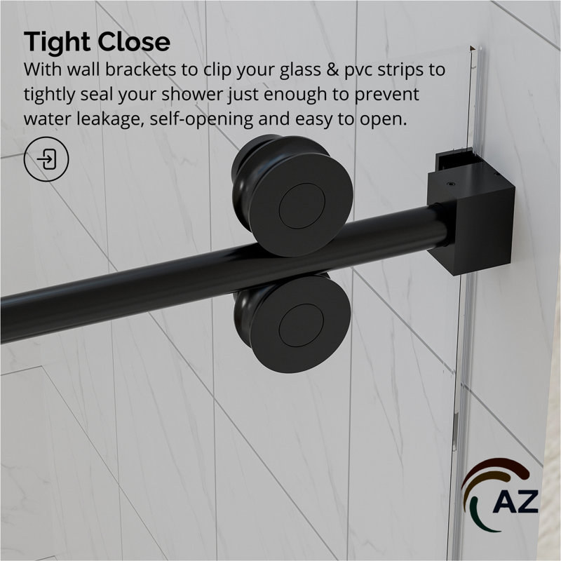 Radiance 66 In. W X 38 In. D X 76 In. H Sliding Frameless Corner Shower Enclosure With Clear Glass, Matte Black