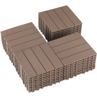 12" X 12" Plastic Interlocking Deck Tiles (set Of 36)