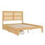 Structure de lit en bois d'hévéa avec tête de lit en rotin, 2 tiroirs de rangement et lattes de soutien renforcées-1879024913-1879024926