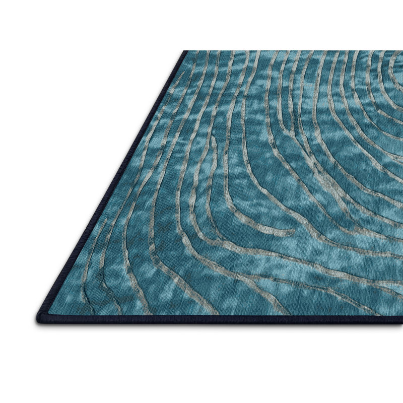 Machine Washable Gray Area Rug, Square 6'