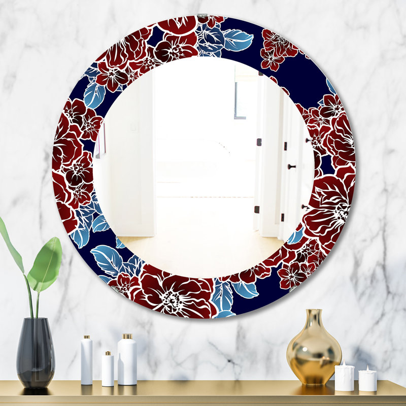 Miroir mural sans cadre floral, H 31,5 po x l 23,7 po