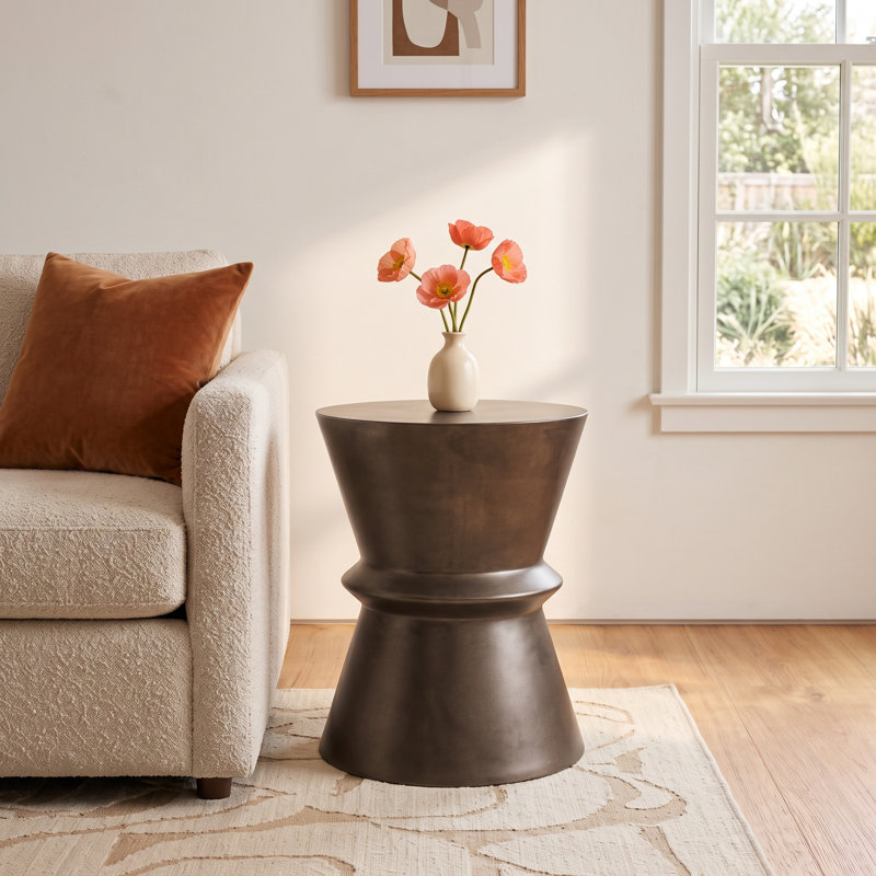 Isiah Concrete Top End Table, Bronze