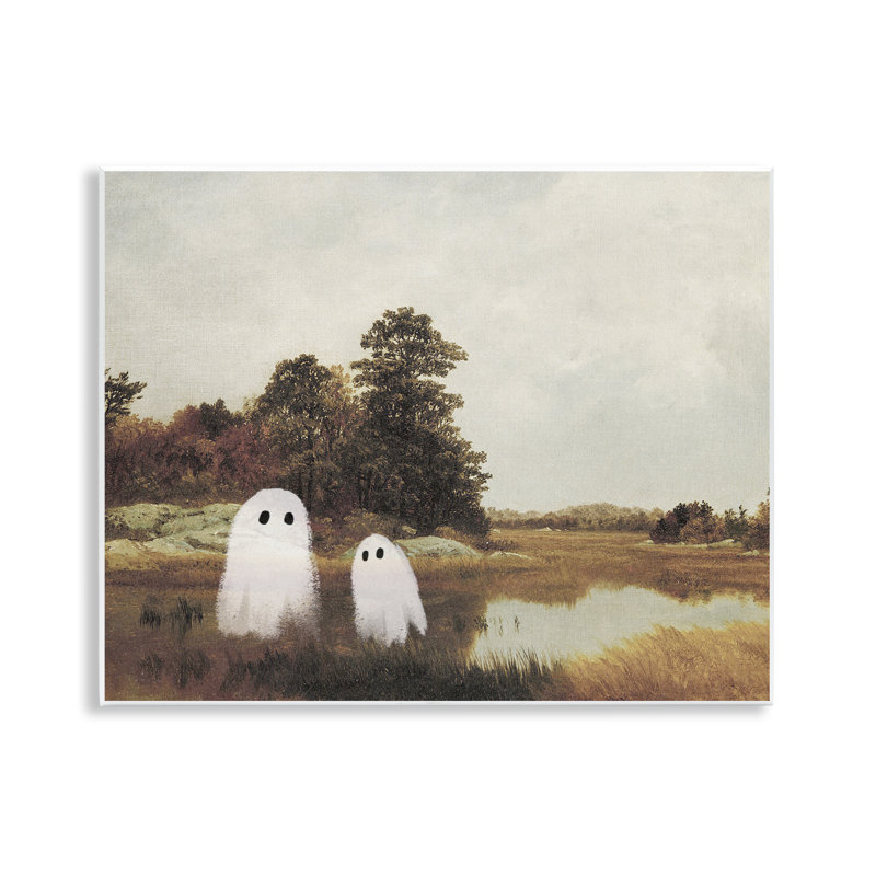 Art mural, paire de fantômes en campagne d'automne, design par Victoria Barnes