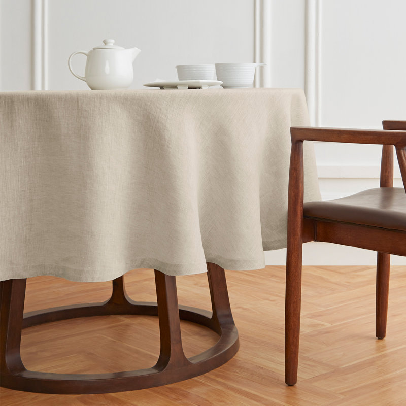 Sonoma - 100% Pure Linen Round Tablecloth (Prewashed), 60" Round, Flax