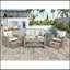 Canapé modulaire d'extérieur en osier avec repose-pieds et coussins 4 pièces-216158227
