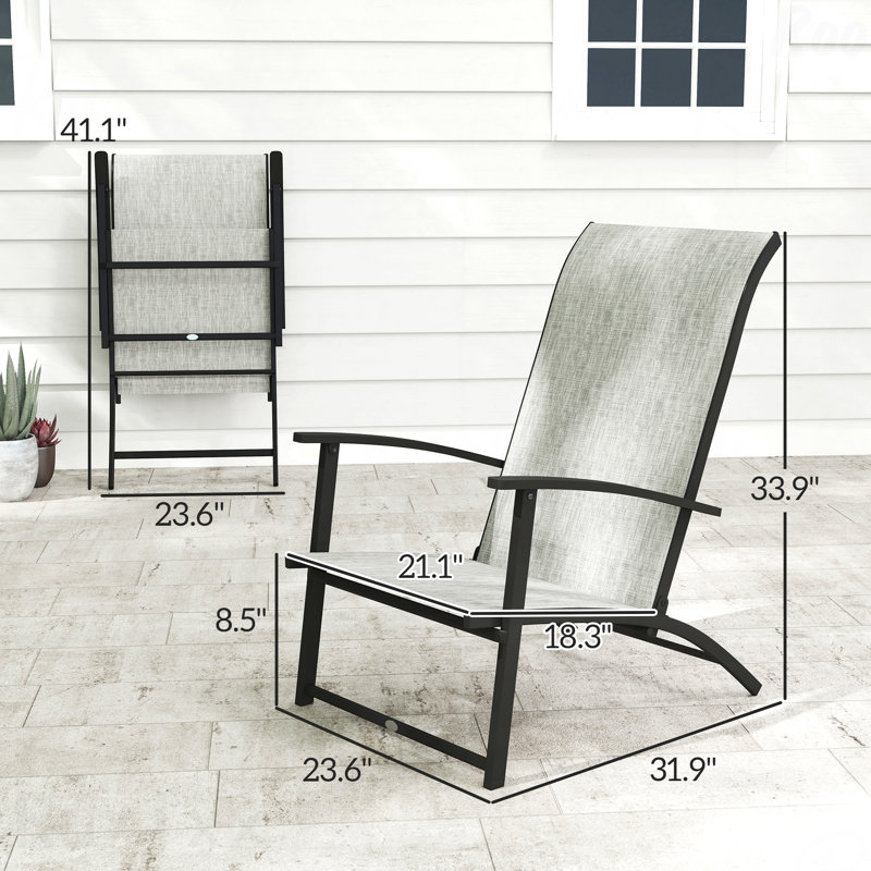 Ensemble de 2 chaises d'extérieur pliantes, Gris