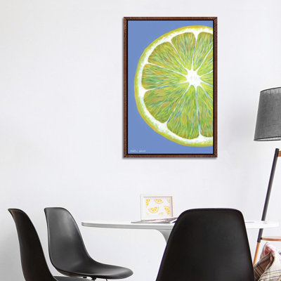 Lemon Slice On Blue by Kirstin Wood - Painting on Canvas