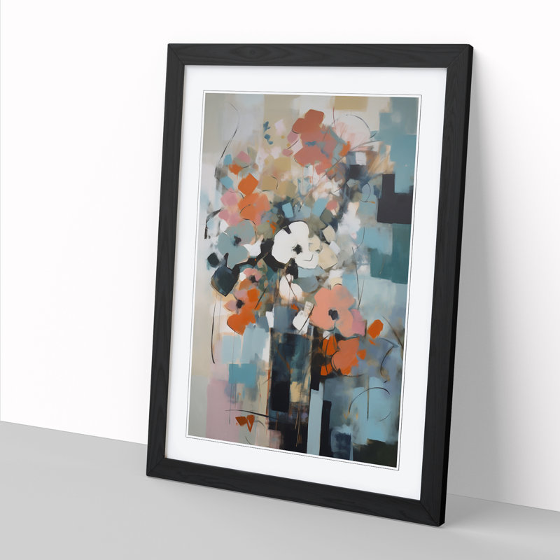 FRM-V0523-857X Flowers Bauhaus Vol.4 1 Piece Single Picture Frame Wall Art, 34cm H x 25cm W x 2cm D, Black Framed