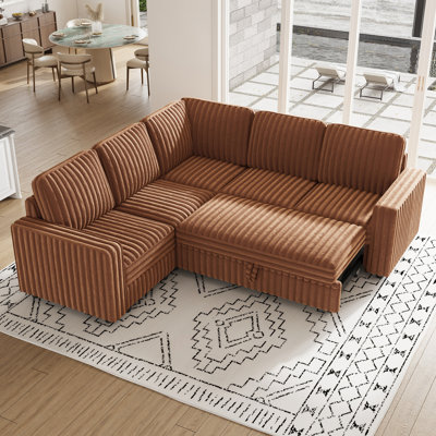 L Shaped Sofa Set Apartment Pull out Sofa Bed Modular Sectional Corner Couch Convertible Livingroom Sleeper Can Bear 450 LBS