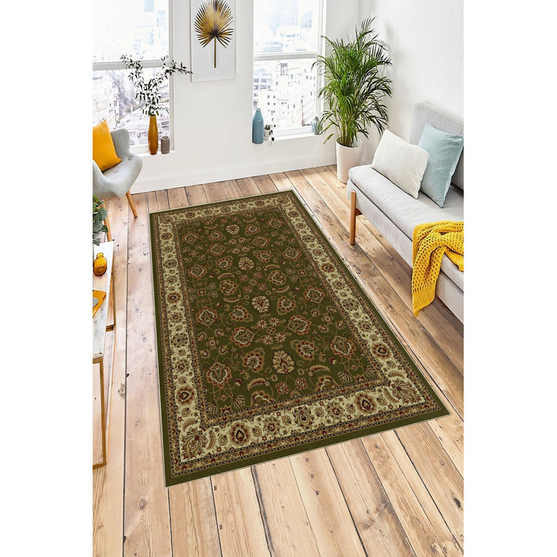 Eco-Friendly Area Rug (3.3 x 4.0 Feet), Green, 100% Polyester, 650 g/m² | Antibacterial, Non-Slip PVC Dot Underside, Pile Height: 0.2 Inches | Machine Washable, Durable & Stylish for Any Room Decor