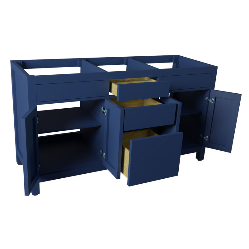 Dayton 60'' Double Bathroom Vanity Base Only, Navy Blue