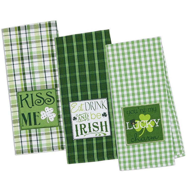 FORTUNE 8 10 Piece Kitchen Towel Set, 100% Cotton Stripes & Plaids