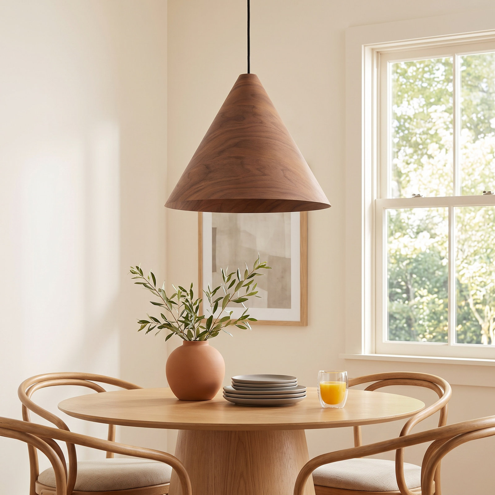 Dimmable 2-Light Pendant, Dark Walnut