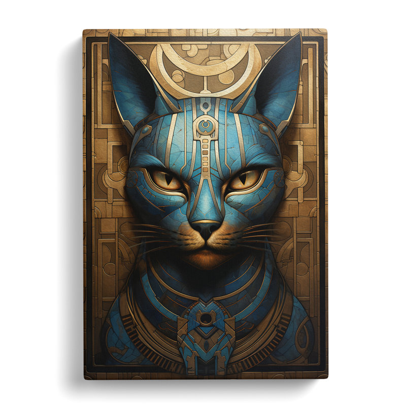 Egyptian Cat Deco No.2 - Wrapped Canvas, 76cm H x 50cm W x 3cm D