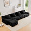 Canapé en L sans siège à 4 places, tissu en peluche sans assemblage requis, accoudoir incurvé, conception antidérapante, méridienne d'assemblage, aspirateur à compression haute densité en éponge 32D, pour salons, vert-137657830-137657834