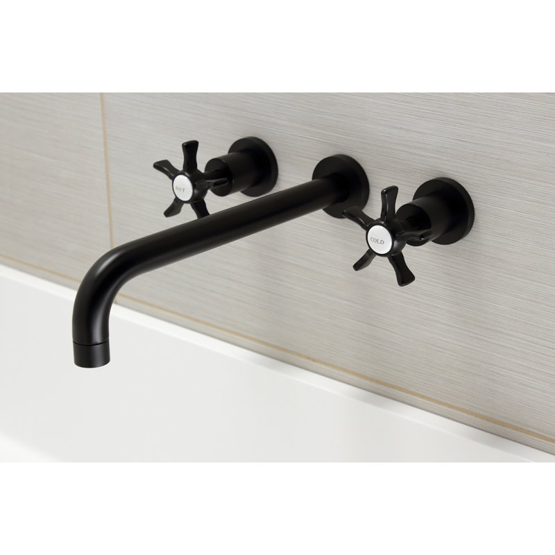 Kingston Brass Hamilton Two-Handle 3-Hole Wall Mount Roman Tub Faucet, Matte Black