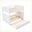 Lit superposé double au-dessus de double avec gigogne simple, structure en bois de pin massif avec garde-corps, gris brossé - peu encombrant pour les chambres