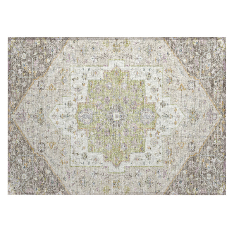 Machine Washable Indoor/Outdoor Chantille ACN2533 Traditional Rug, Rectangle 1'8" x 2'6", Taupe