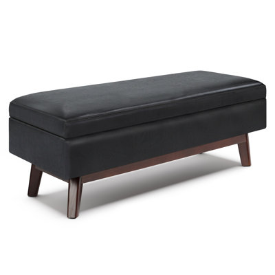 Owen 48"W Upholstered Storage Ottoman with Lift Top and Solid Wood Legs