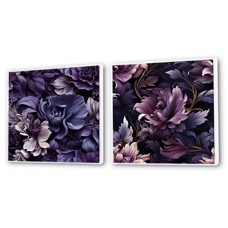 Galice - Ensemble de 2 collages carrés botaniques abstraits, Cadre flottant blanc, H 36 po x l 73 po