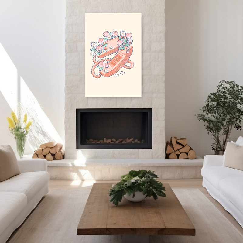Impression rétro sur toile fleurie rétro rétro fleur de printemps pivoine, 48" H x 32" W