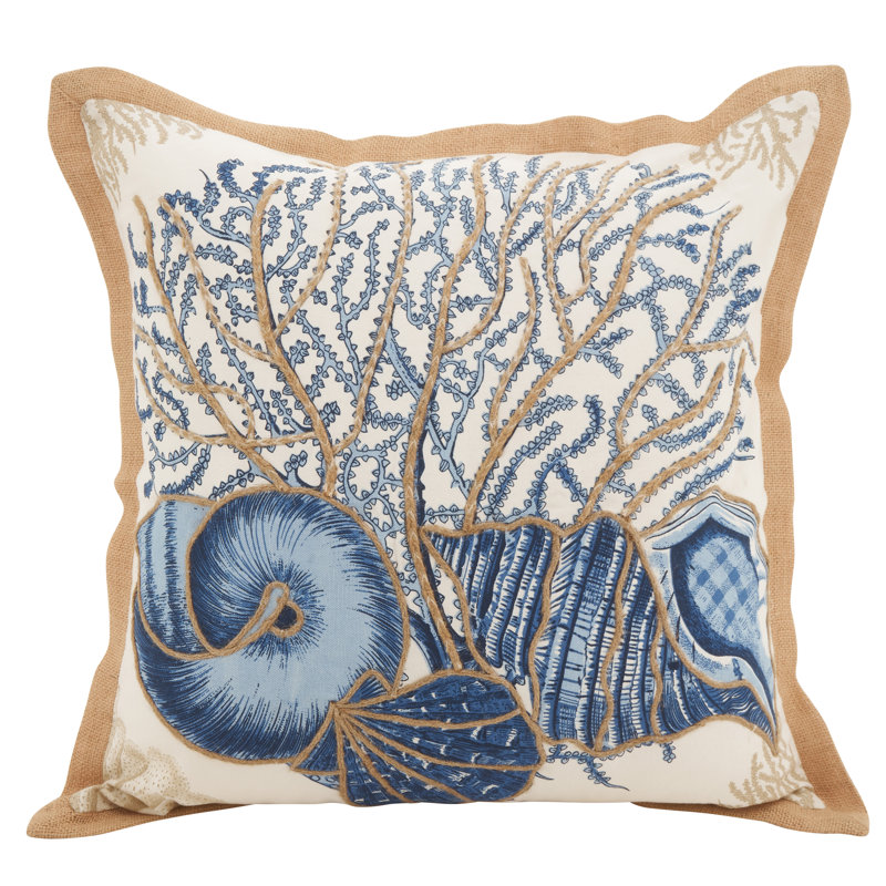 Neptunian Seashells Cotton Throw Pillow