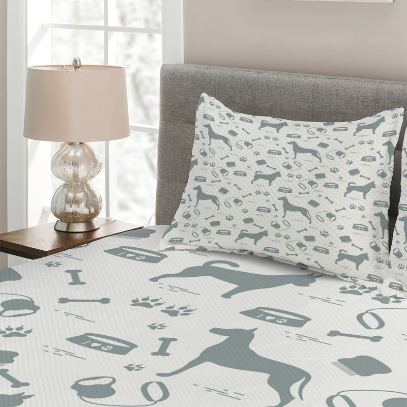 Dog Farmhouse / Country Polyester Coverlet, King Bedspread + 2 Shams