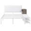 Lit plateforme en métal blanc avec tablettes, armoire en bois et espace de rangement confortable avec repose-pieds-78998527