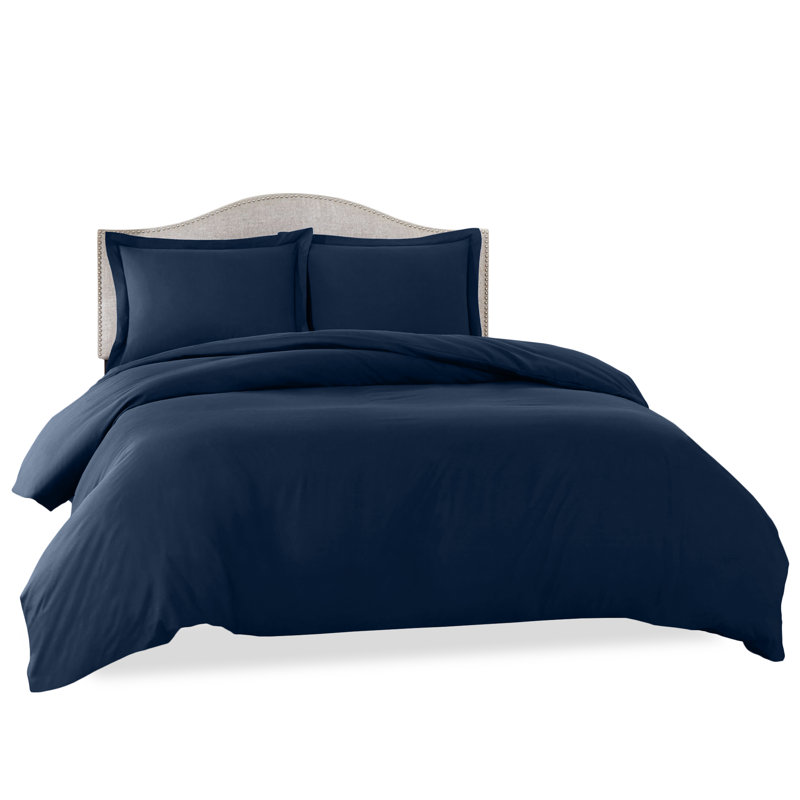 Modern & Contemporary Duvet Cover, Navy Blue, King Duvet Cover + 3 Additional Pieces