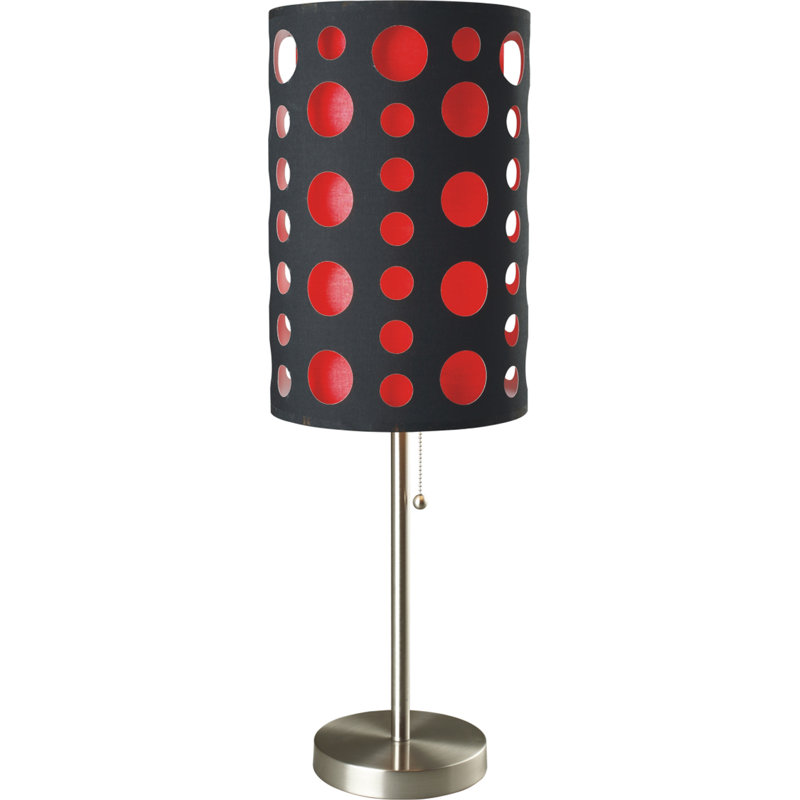33" Tall Metal Table Lamp, Retro Design Bed Lamp, Red