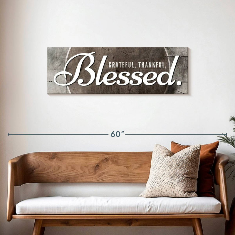 «Blessed Grateful», reproduction sur toile, H 14 po x l 42 po x P 1,25 po