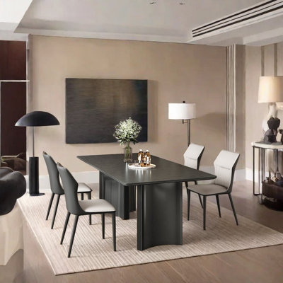 Light luxury simple black dining table and chair