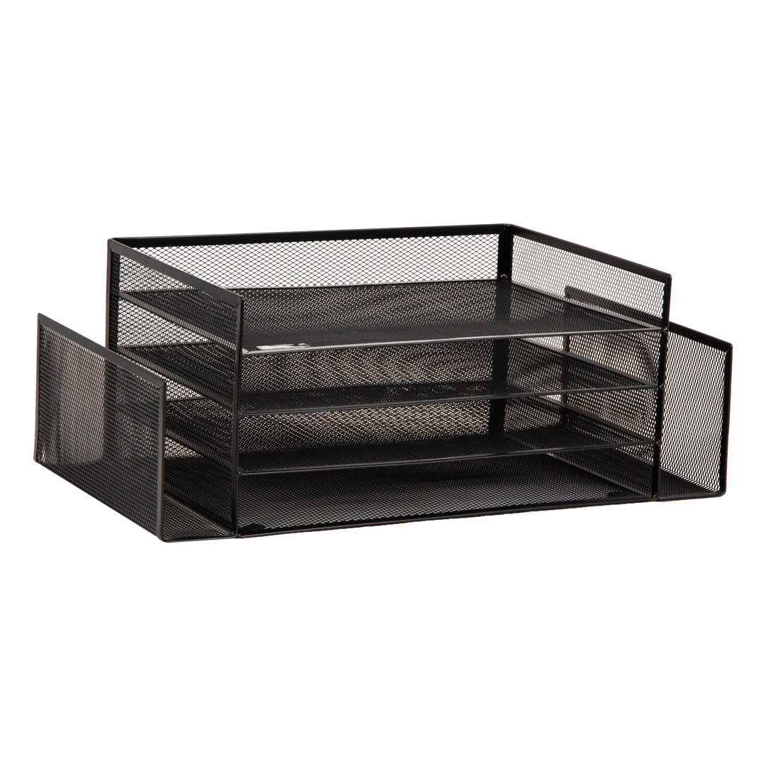  Desktop Organizer, File Storage, Paper Tray, Workspace, Office, Metal Mesh, 16.75"L x 9.15"W x 6"H Inbox Zero 