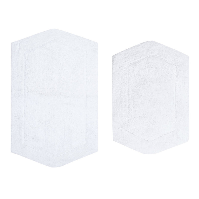 Morissette 2 Pcs Bath Rug Set (17"x24", 21"x34"), White