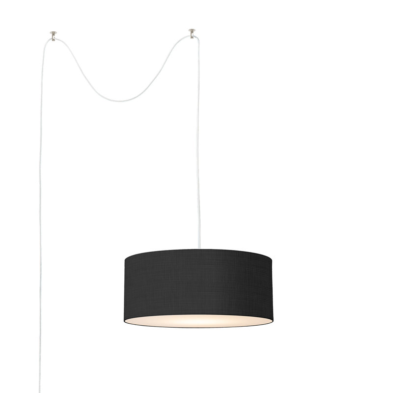 Lampe à rallonge extensible, abat-jour en lin noir, nickel satiné, pour le salon ou la chambre à coucher, Black