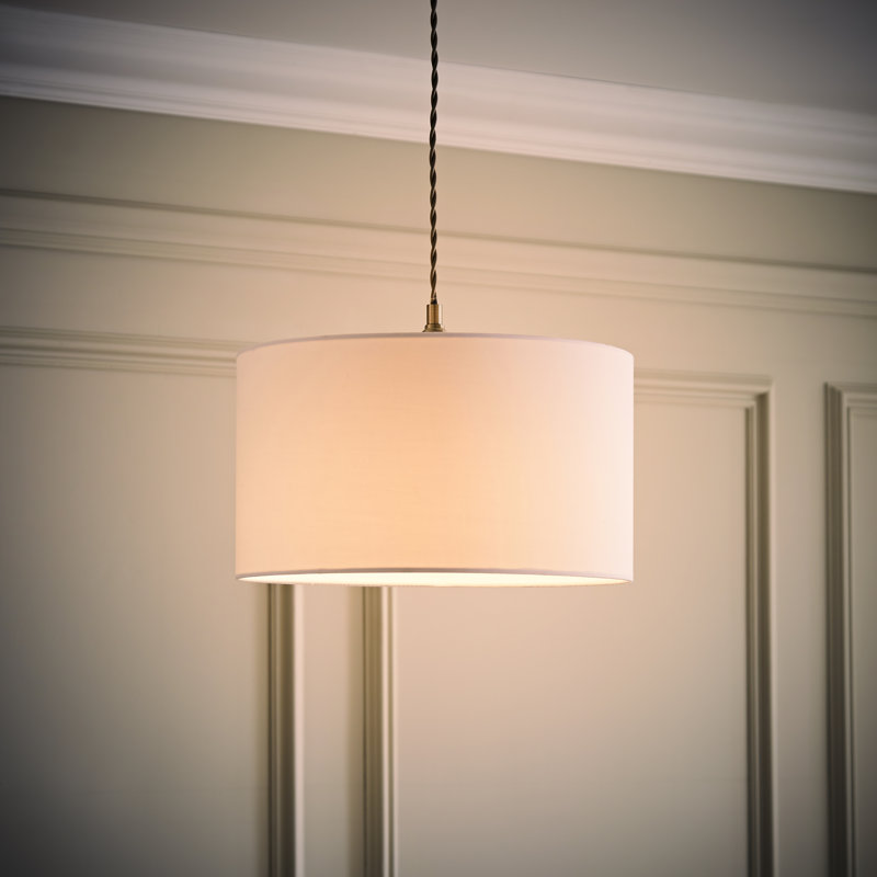 27.5cm H Cotton Drum Pendant Shade ( Screw On ), 25cm H x 45cm W x 45cm D, White
