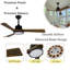 Ventilateur de plafond de 42 pouces avec lumière, pales en bois massif, 2 tiges pour plafond incliné ≤15 °, moteur CC réversible silencieux, application et télécommande, 6 vitesses, minuterie, DEL à spectre complet à intensité variable, pour la chambre à coucher