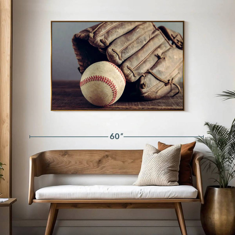 Souvenirs de baseball, 46 po x 31 po, Cadre flottant doré