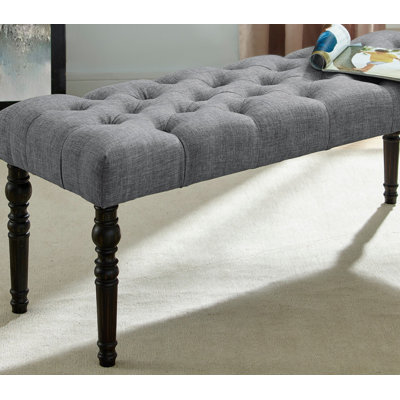 Leviton Fabric Tufted Turned Leg  Dining Bench