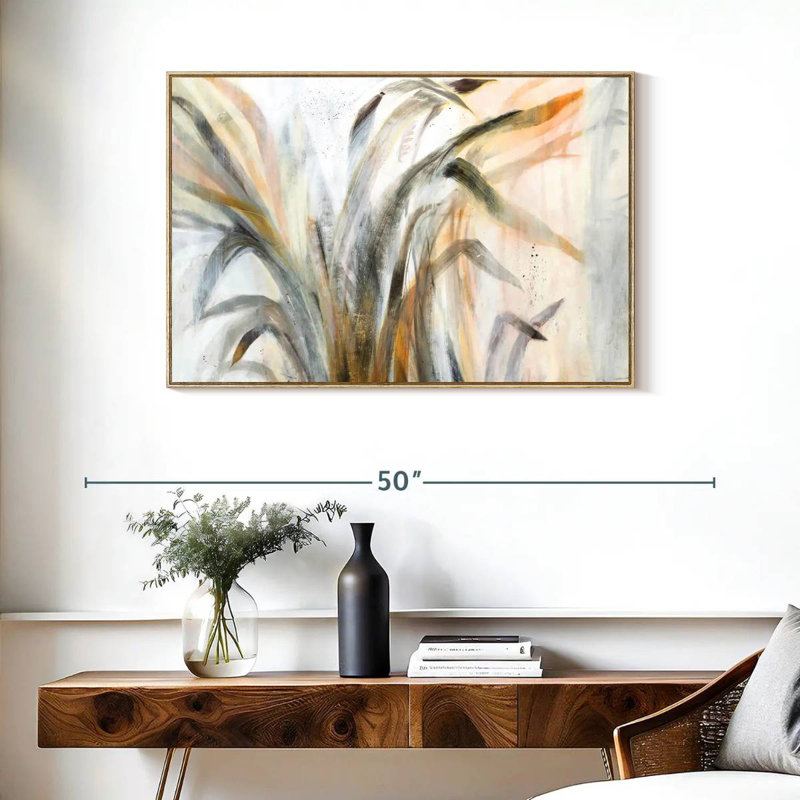 Abstract Deluge, Floating Frame Natural Wood, 37" X 25"