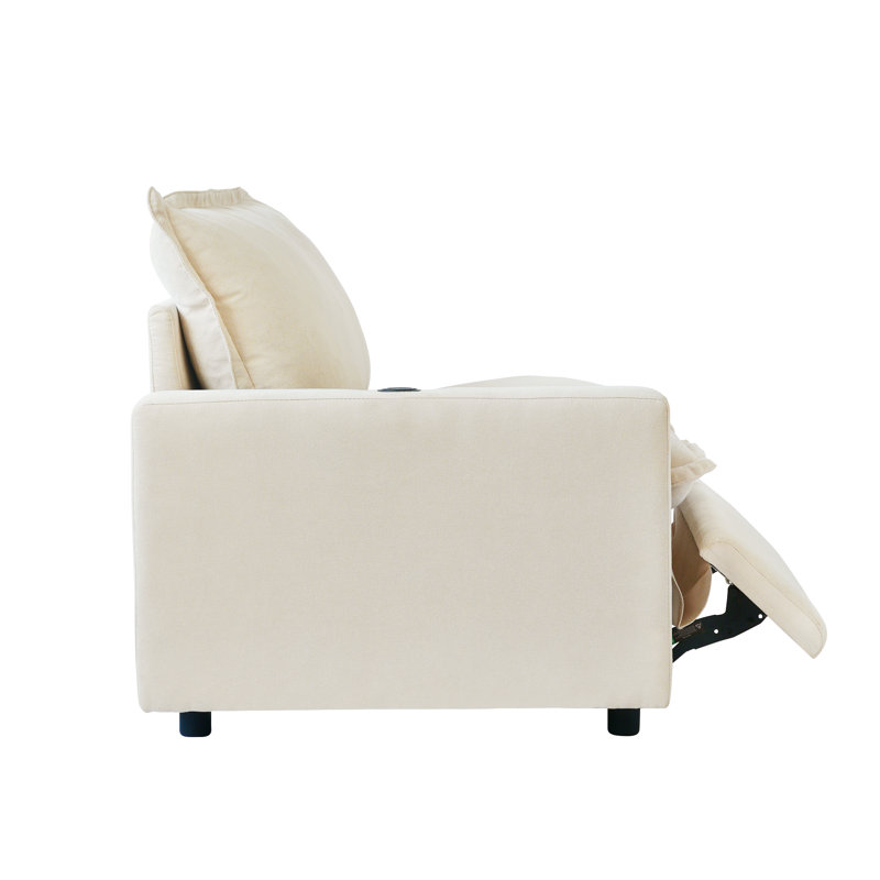 Upholstered Modern Linen Fabric Power One-Armed Chair, Beige