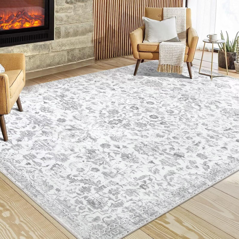 Grand tapis lavable à tapis à poils courts et antidérapant, Rectangle 8 pi x 10 pi